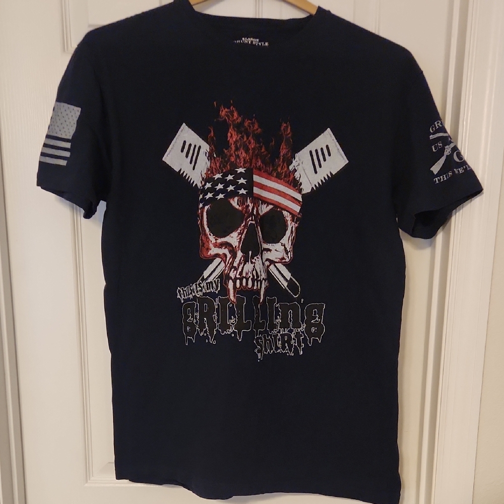 Grunt Style Men's Navy Skull Graphic Tee